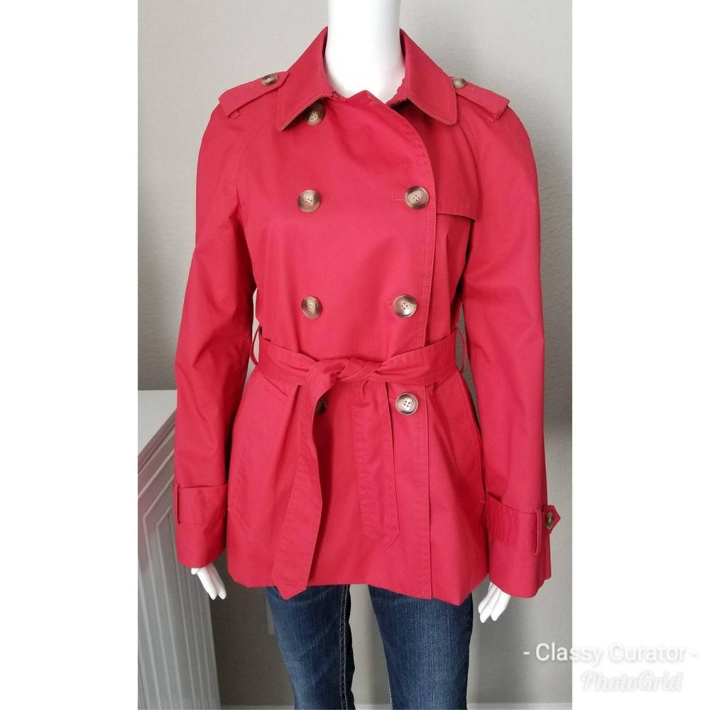 COACH LIKE NEW red double belted trench coat.
